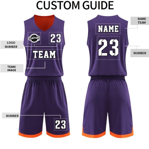 Reversible Basketball Jersey Set Breathable For Men - Image 2